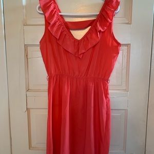 Coral ruffle dress